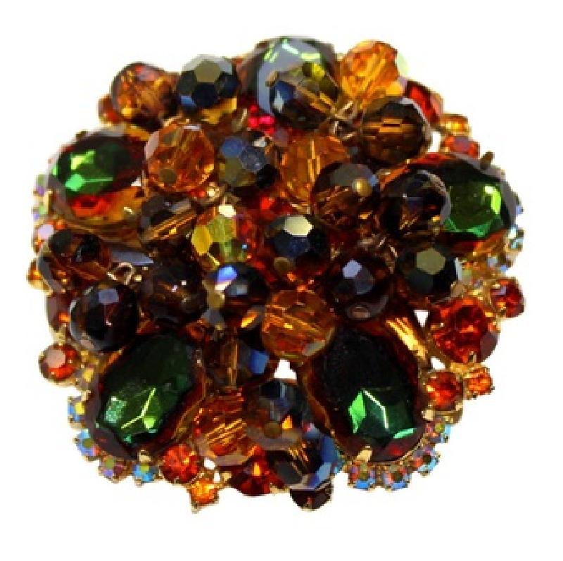 Front view of Fall Oval Multi-Color/Shaded Brooch