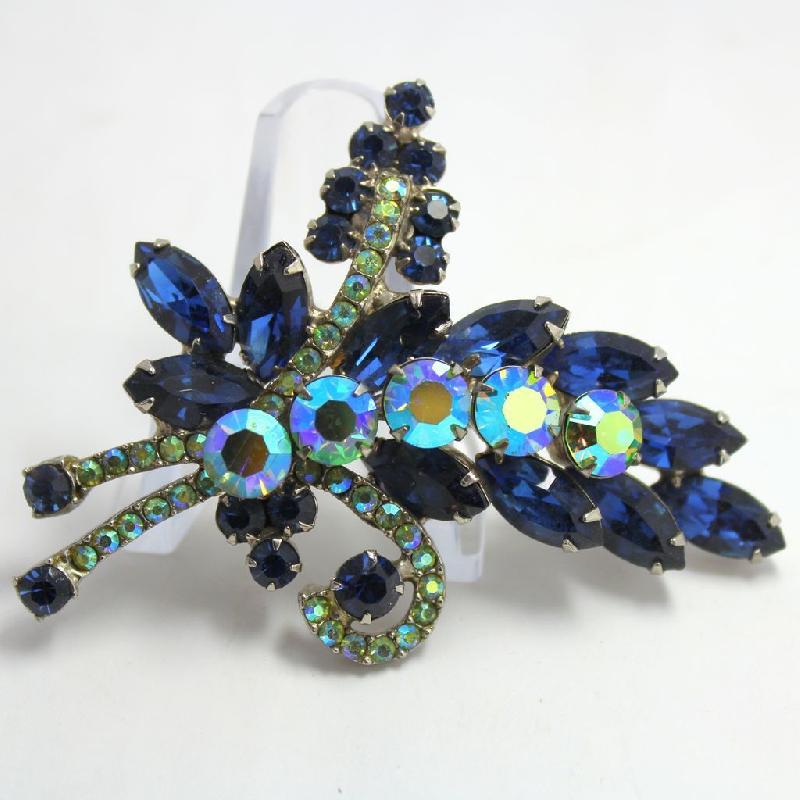 Front view of Blue Navettes Brooch
