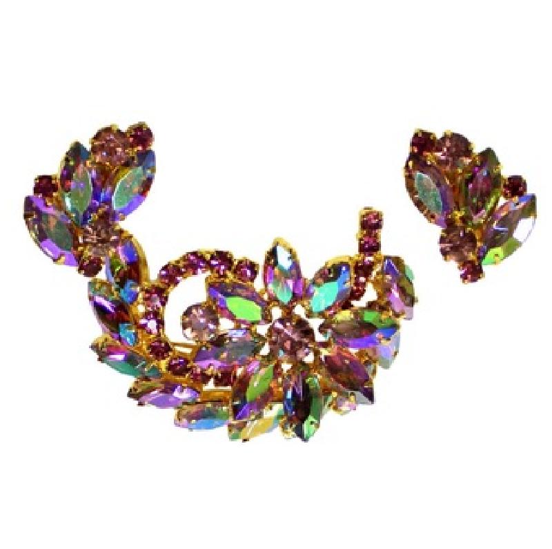 Front view of Purple (cardinal) Navettes Earrings Clip