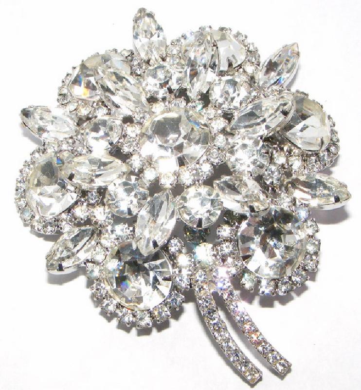Front view of Clear Navettes Brooch