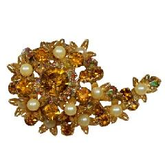 Topaz Chatons Only Pearl Brooch
