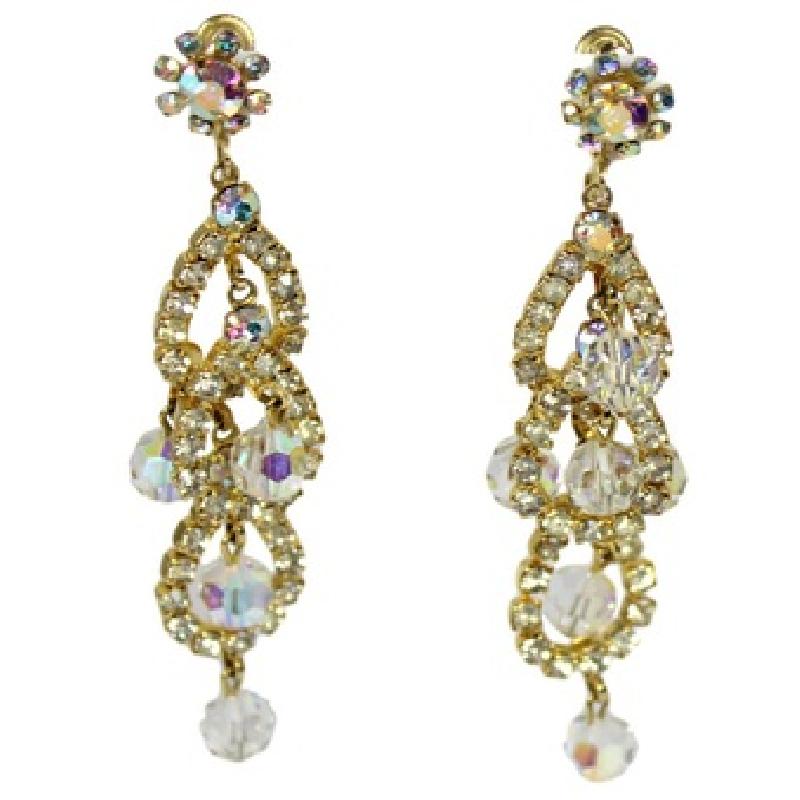 Front view of Clear Chatons Only Earrings Screw