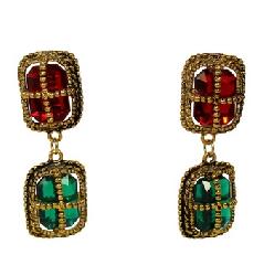 Multiple Colors Emerald Cut Earrings Pierced