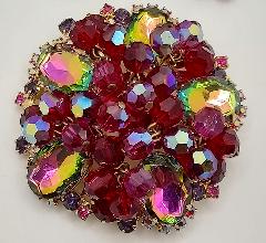 Red Oval Multi-Color/Shaded Brooch