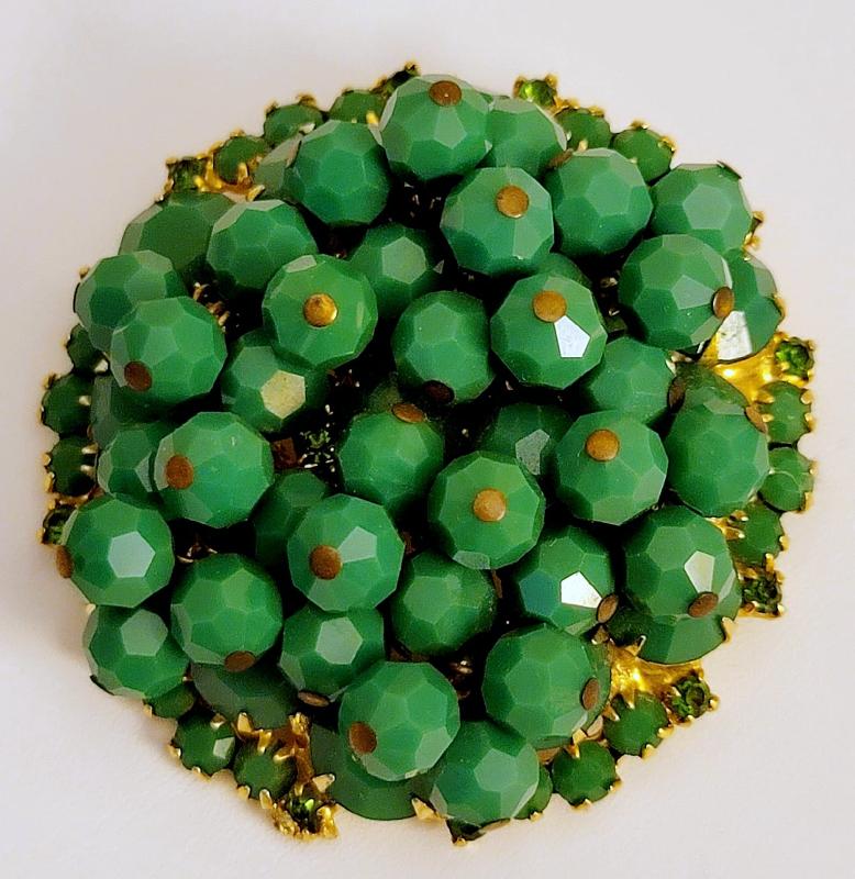 Front view of Green Chatons Only Brooch