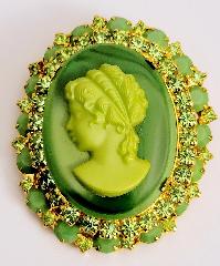 Green Cabochons Molded/Cut Brooch