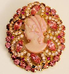 Pink Navettes Molded/Cut Brooch