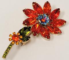 Orange Navettes Molded/Cut Brooch