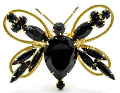 Black (jet) Pear Brooch
