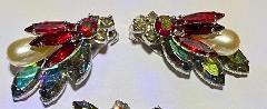 Multiple Colors Navettes Pearl Earrings Clip