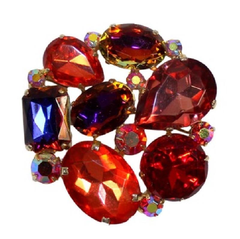Front view of Multiple Colors Emerald Cut Brooch