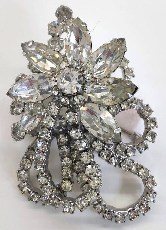 Front view of Clear Navettes Brooch