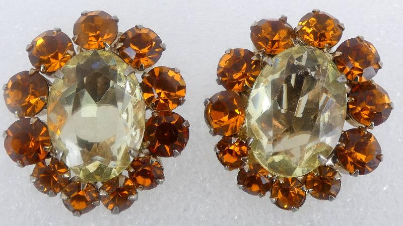 Front view of Topaz Oval Earrings Clip
