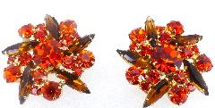 Orange Navettes Earrings Clip