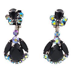 Black (jet) Pear Earrings Clip