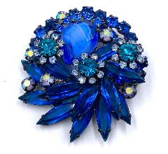 Blue Pear Striped Brooch