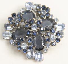 Blue Emerald Cut Brooch