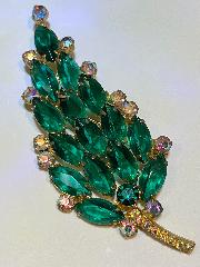 Green Navettes Brooch