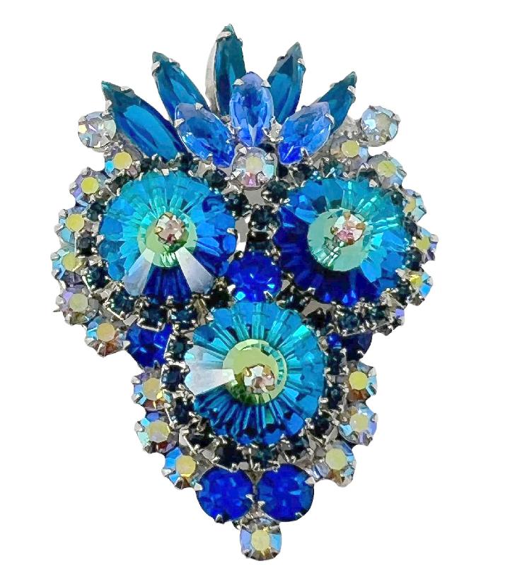 Front view of Blue Navettes Rivoli/Margarita Pin Pendant