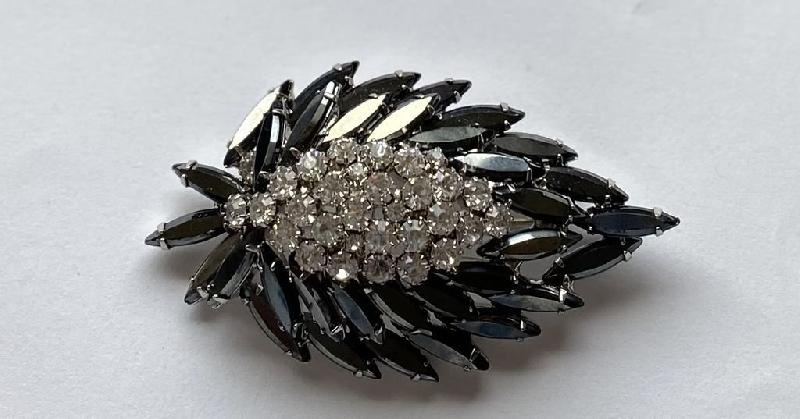 Front view of Hematite Navettes Brooch