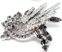 Gray (black Diamond) Navettes Brooch