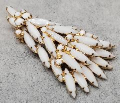 White (chalk Or Milk) Navettes Brooch