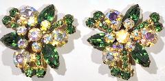 Green Navettes Earrings Clip