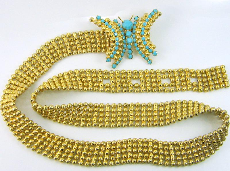 Front view of Turquoise Chatons Only Belt