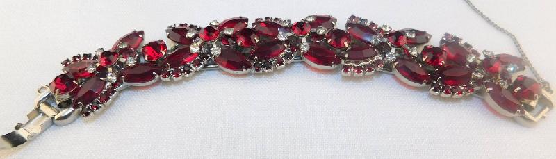 Front view of Red Navettes Bracelet 5 Link
