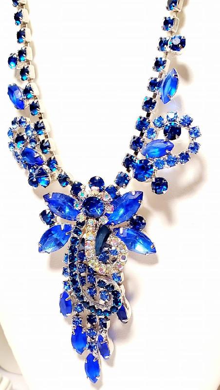 Front view of Blue Navettes Necklace