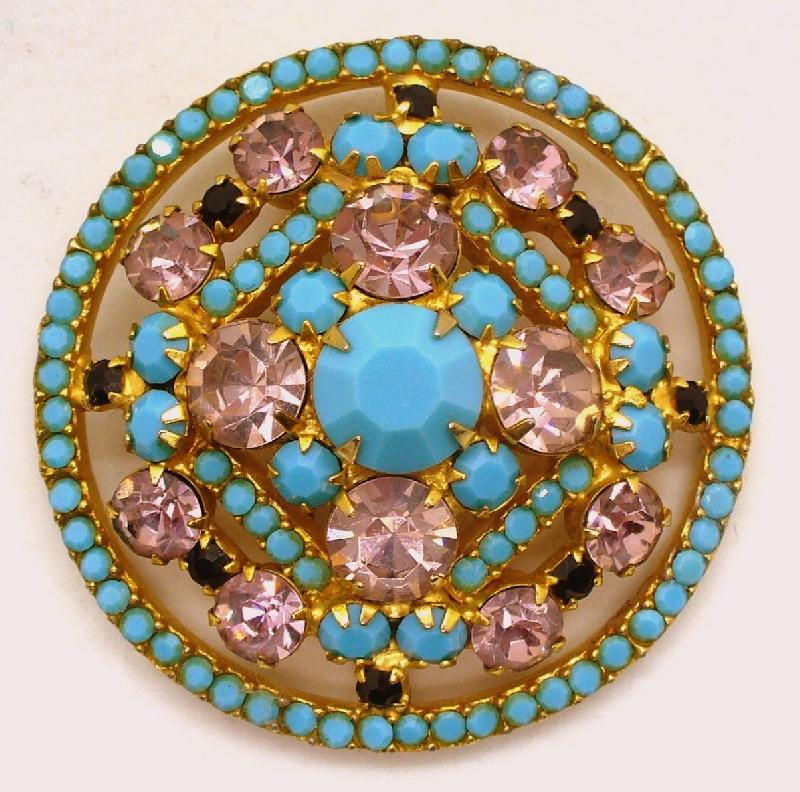Front view of Turquoise Chatons Only Brooch