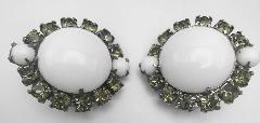White (chalk Or Milk) Cabochons Earrings Clip