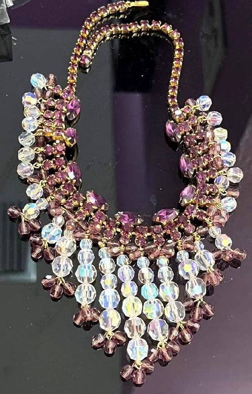Front view of Purple (cardinal) Navettes Necklace