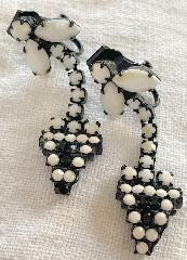 White (chalk Or Milk) Navettes Earrings Clip