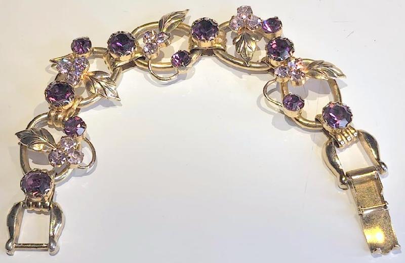 Front view of Purple (cardinal) Chatons Only Bracelet 5 Link