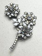 White (chalk Or Milk) Navettes Brooch