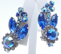 Blue Navettes Earrings Clip