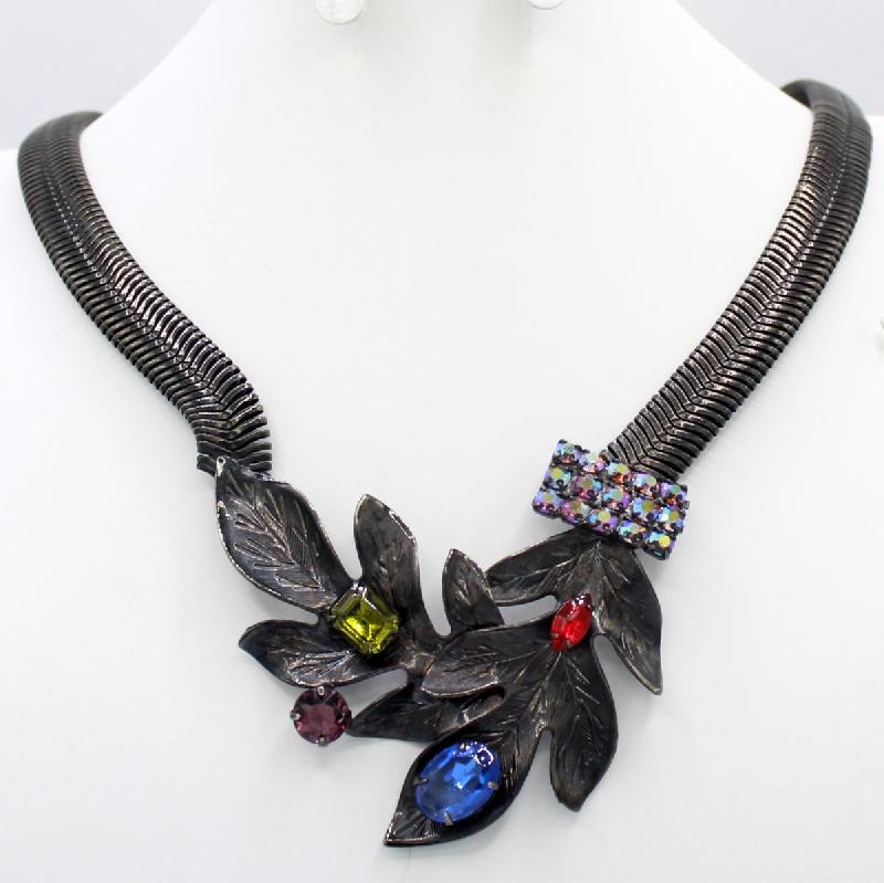 Front view of Multiple Colors Emerald Cut Necklace