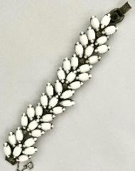 White (chalk Or Milk) Cabochons Bracelet 5 Link