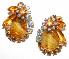 Topaz Pear Givre Earrings Clip