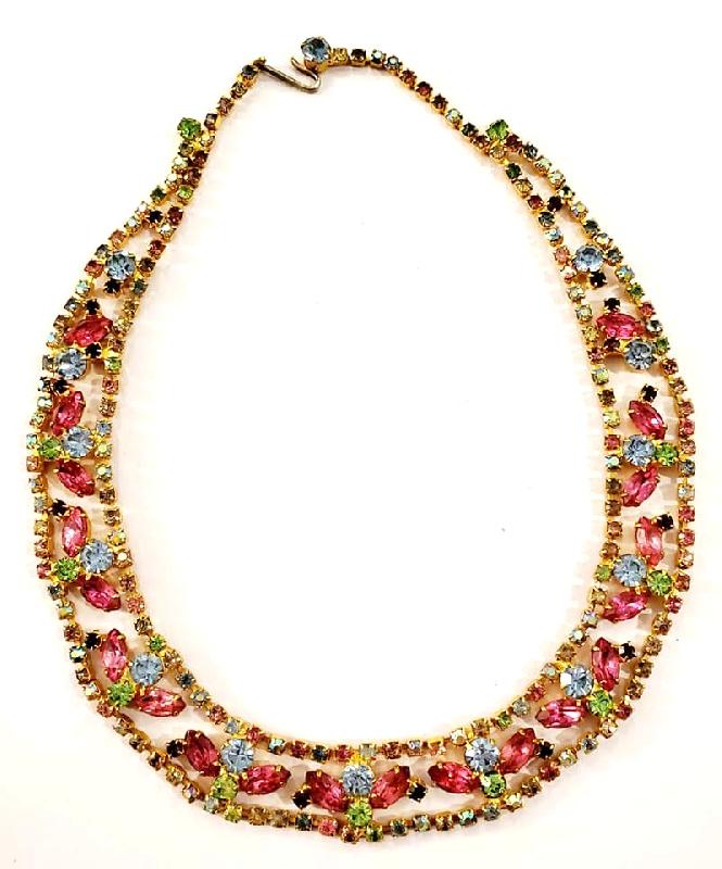 Front view of Pastel Navettes Necklace