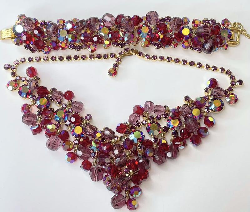 Front view of Purple (cardinal) Chatons Only Necklace