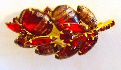 Red Cabochons Striped Brooch