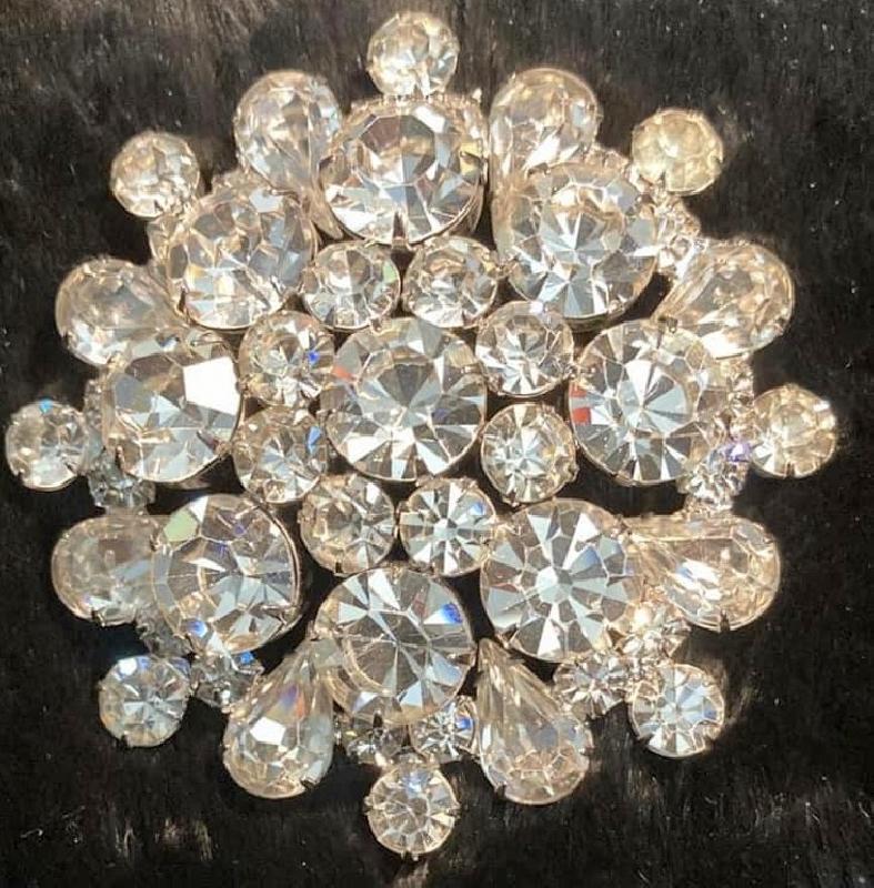 Front view of Clear Pear Brooch