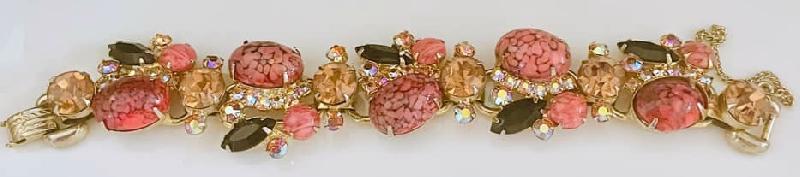 Front view of Orange Cabochons Spotted Bracelet 5 Link