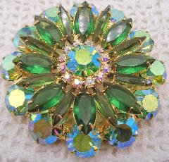 Green Navettes Brooch