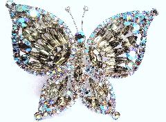 Gray (black Diamond) Navettes Brooch