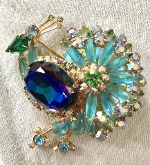 Blue Pear Multi-Color/Shaded Brooch