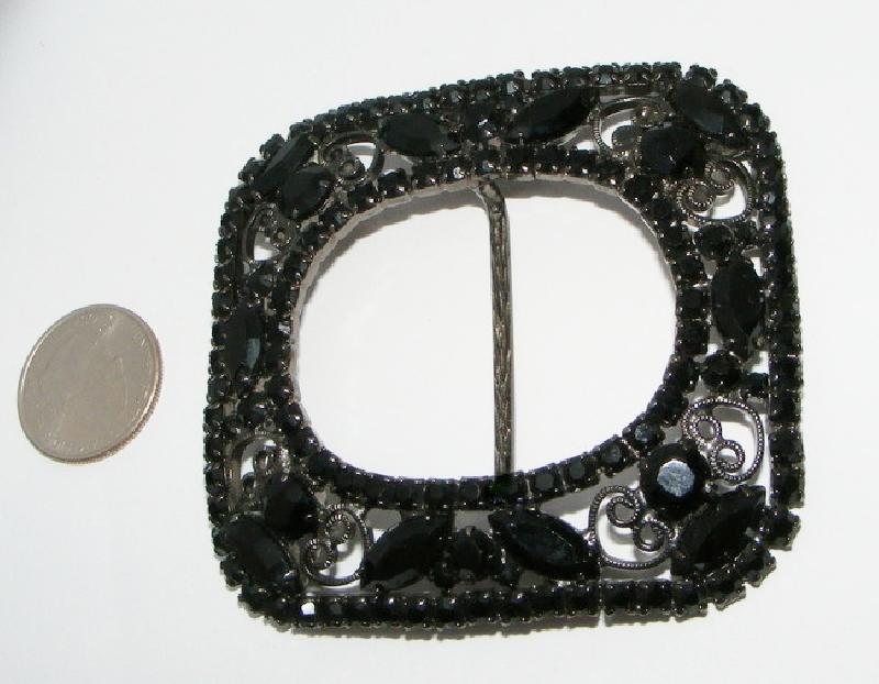 Front view of Black (jet) Navettes Belt Buckle