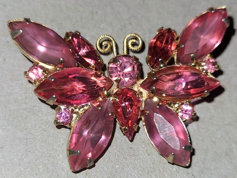 Front view of Pink Navettes Brooch